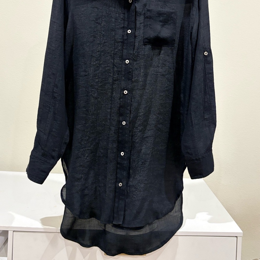 Calvin Klein women Black Casual Button-Down Shirt